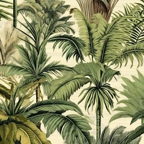 Jungle Palms and Trees in a Vintage Botanical Style
