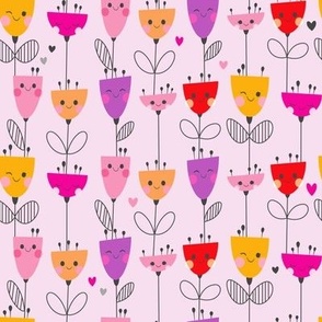 Floral Parade Pattern - Purple Background - Smaller Scale