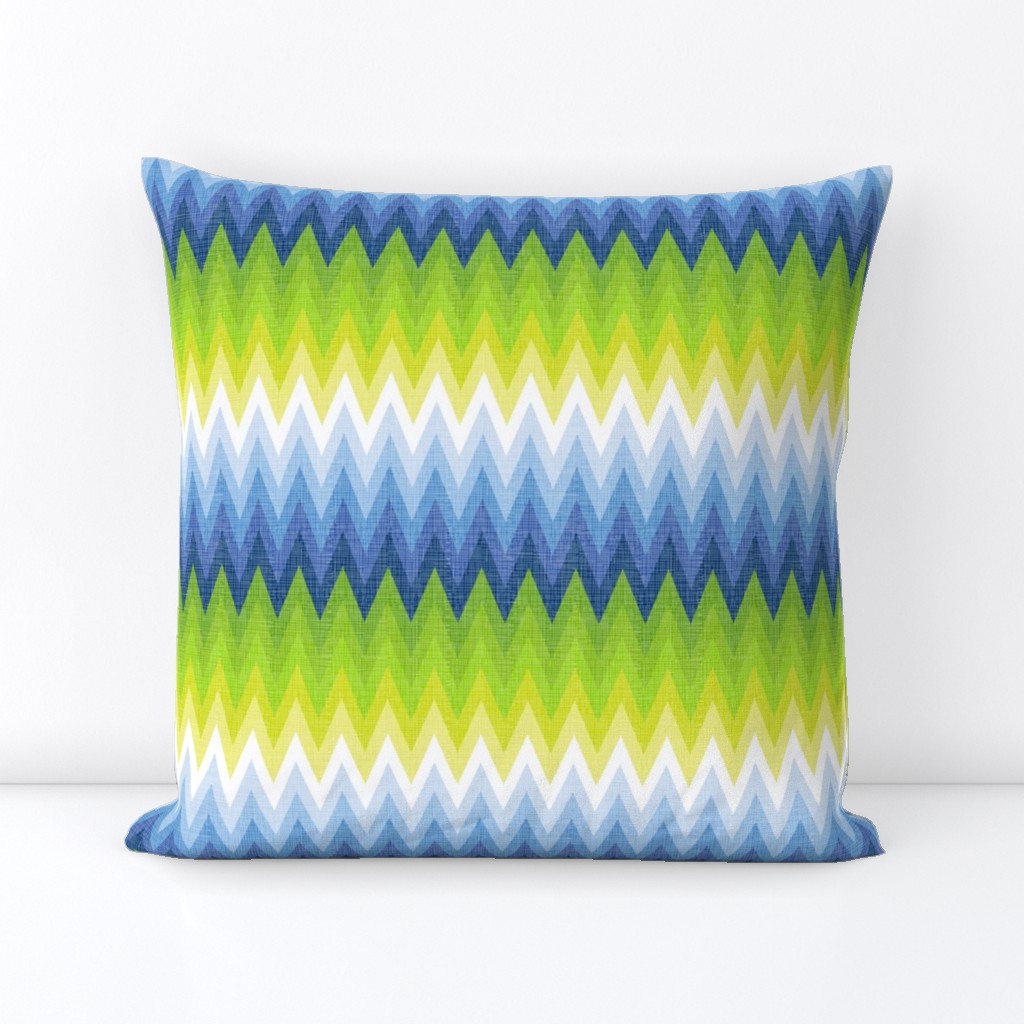 Ombre Zig Zag Blue + Chartreuse