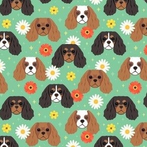Small Cavalier King Dogs Flowers - Green