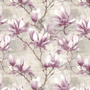 Magnolia Branches on Distressed Background  | Soft Orchid Violet