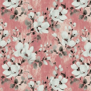 Cotton Blossom on Distressed Background  | Blush Pink