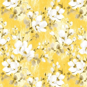 Cotton Blossom on Distressed Background  | Yellow
