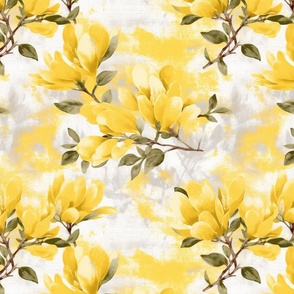 Magnolia Blossom on Distressed Background | Yellow