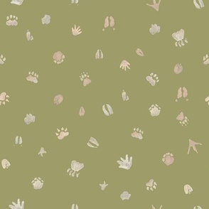 Safari paw prints on green