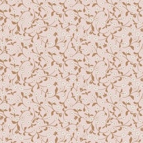 Run Wild mini floral cream and light caramel brown in dusty rose pink background