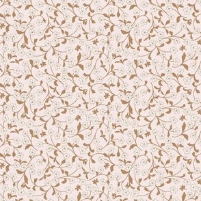Run Wild mini floral cream and light caramel brown in light pink background 
