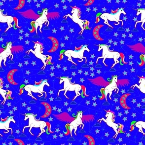 Midnight Unicorns in Bright Blue