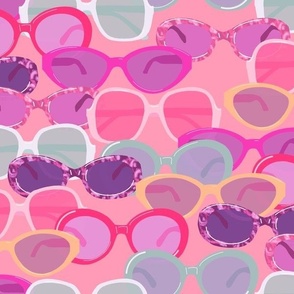 Jumbo Tropical Sunnies Stacked on Pink