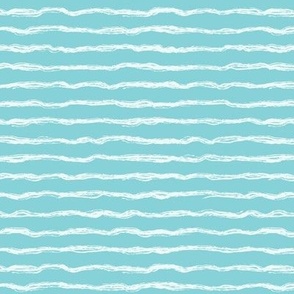 Small - Flossy Cotton Stripe  - Aqua