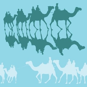  Riding Camels Animal Vacation - Pale blue - Wallpaper Bedding
