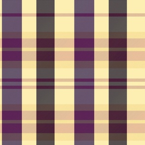 Evander Plaid Pattern - Plum Purple, Pastel Pink, Yellow- Sunrise Sunset Tartan Collection