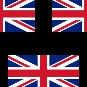 SMALL Union Jack flag fabric - united kingdom_ england_ scotland_ wales design black 6in