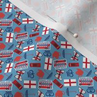 MICRO England fabric - london bus_ tea_ travel_ england design 2in