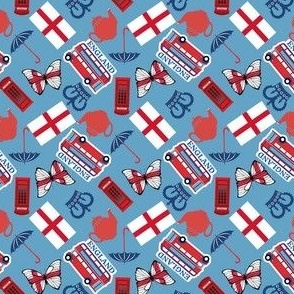 MINI England fabric - london bus_ tea_ travel_ england design 4in