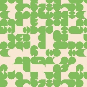 Groovy abstract geometric shapes retro sixties mod design mid-century love apple green cream