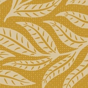 palmleaves tropical lounge mustard beige multidirectional leaves