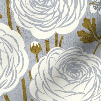 Normal scale // Buttercups ranunculus garden // grey background natural white flowering plants spring and summer blossom flowers sunburst yellow leaves // wallpaper