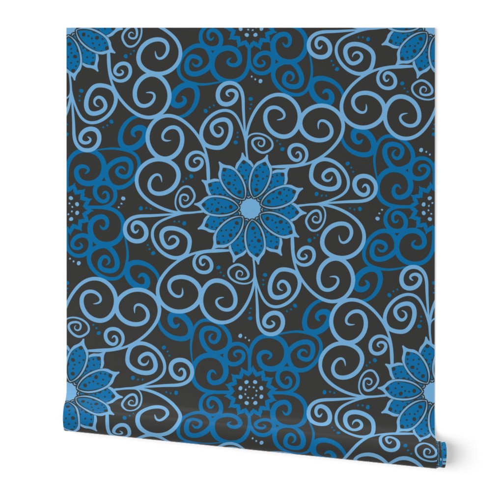 Polka Floral Damask (Dark)