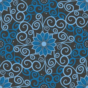 Polka Floral Damask (Dark)