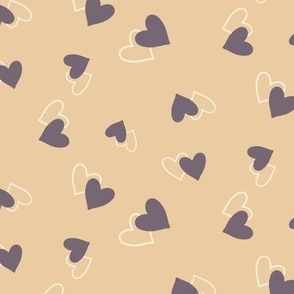 Love hearts on gold yellow, hugs and kisses collection by Sarah Price