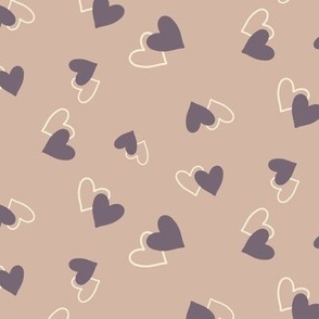 Love hearts on brown, hugs and kisses collection by Sarah Price