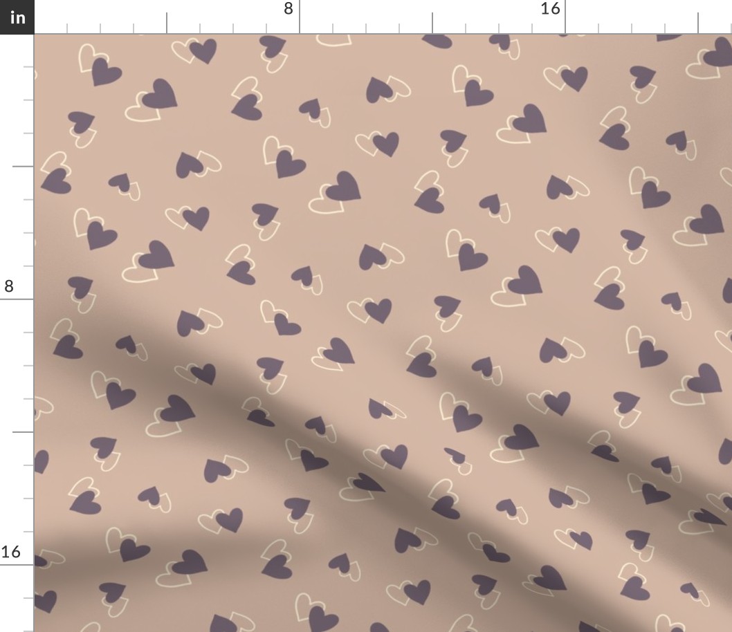 Love hearts on brown, hugs and kisses collection by Sarah Price