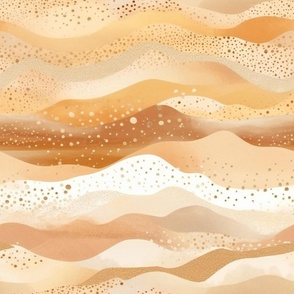 Watercolor Beige and Brown Shimmering Beach Sands Waves Background