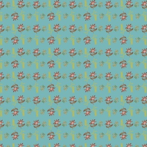 Vintage Petals:  Gentle Flowers Blue table runner tablecloth napkin placemat dining pillow duvet cover throw blanket curtain drape upholstery cushion duvet cover wallpaper fabric living decor clothing shirt Fabric home decor kids by ara_designs