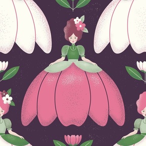 (L)  Magical  Flower Queen -  Ladies in flower court dress pink dusty purple