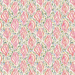 Floral vulva line art, feminist pattern