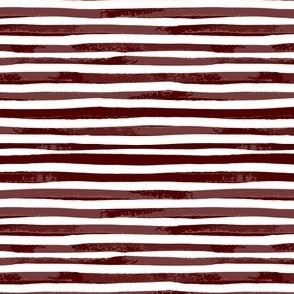 Maroon Thick Horizontal watercolor stripe on White Small Scale 4" x 4"