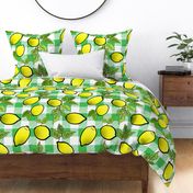 Lemons on Lime Green Buffalo Check (large scale) 