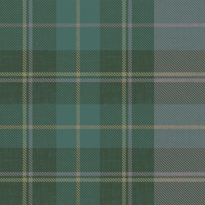Cozy  linen textured Plaid _GREEN MOSS and TEAL