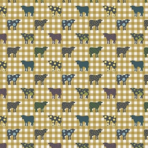 Fancy Cows - Olive Oil Gingham - Smallest Scale