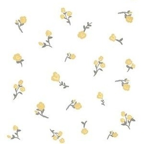 Cottagecore Wildflowers / Soft Yellow on White