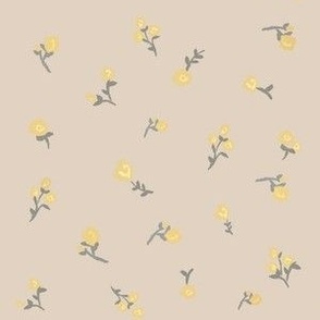 Cottagecore Wildflowers / Soft Yellow on Cream