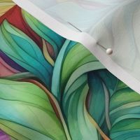 Watercolor Palm Fronds Leaf Leaves in Rainbow Colors