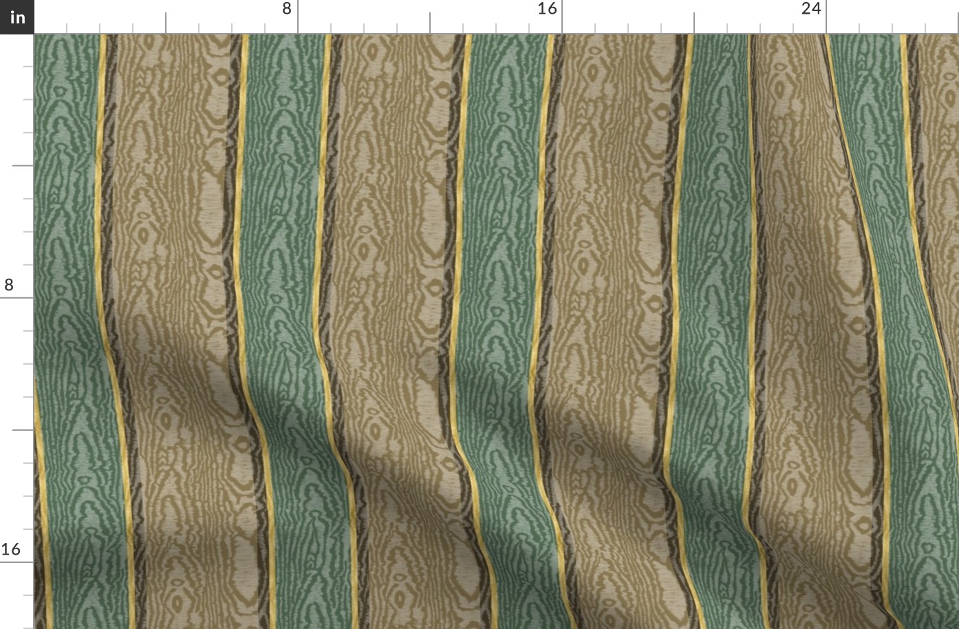 Moire Stripes (Medium) - Brown, Dark Green and Gold Foil   (TBS101)