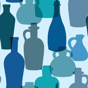 blue glass bottles normal scale