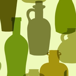 green glass bottles wallpaper scale