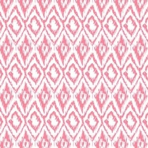 Ikat Diamond Pink on White Small