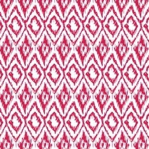 Ikat Diamond Red on White Small