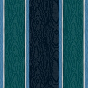 Moire Stripes (Large) - Teal, Navy and Silver   (TBS101)