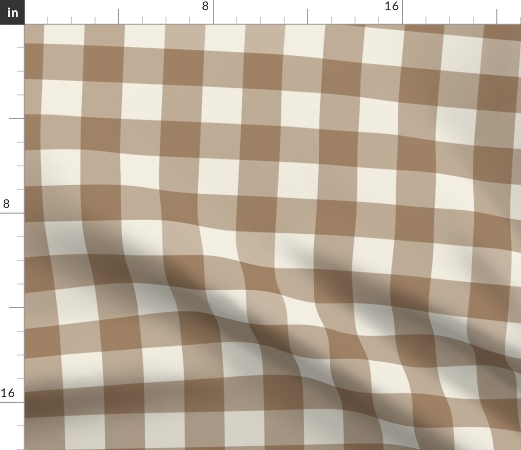 1.5" Gingham: Merino & Off White Gingham Check, Brown Buffalo Plaid, Buffalo Check