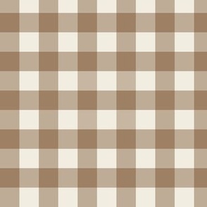 3/4" Gingham: Merino & Off White Gingham Check, Brown Buffalo Plaid, Buffalo Check