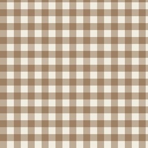 3/8" Gingham: Merino & Off White Gingham Check, Brown Buffalo Plaid, Buffalo Check