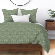 Floral Serenade. Tone on tone, Modern damask. Mint on Green