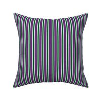 Traditional Vertical Stripe in Deep Purple, Green, Black, and White