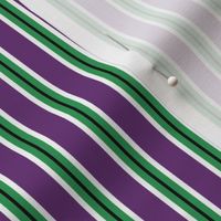 Traditional Vertical Stripe in Deep Purple, Green, Black, and White